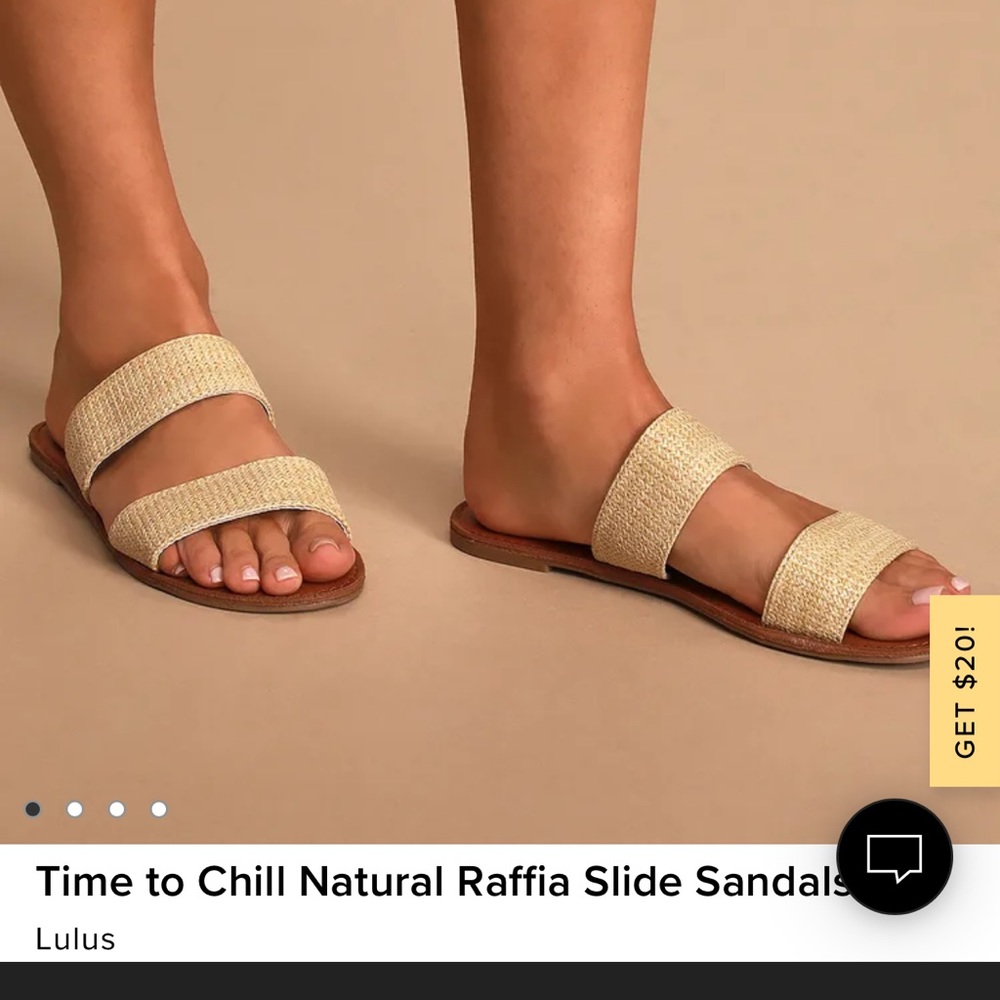Lulus Time to Chill Natural Raffia Slide Sandals